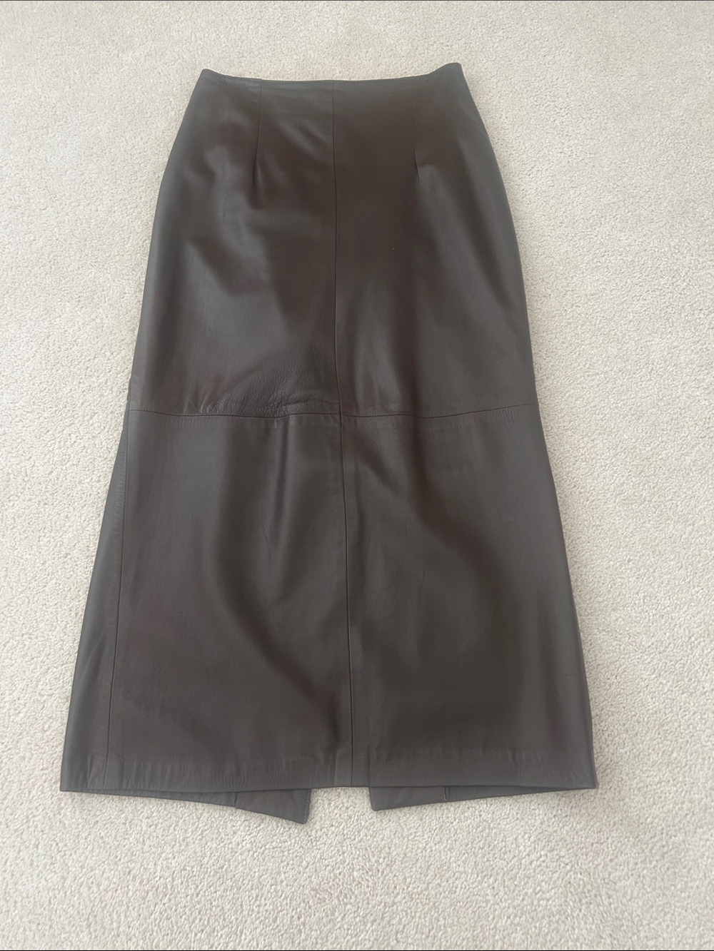 Artisan Chocolate Brown Leather Pencil Skirt